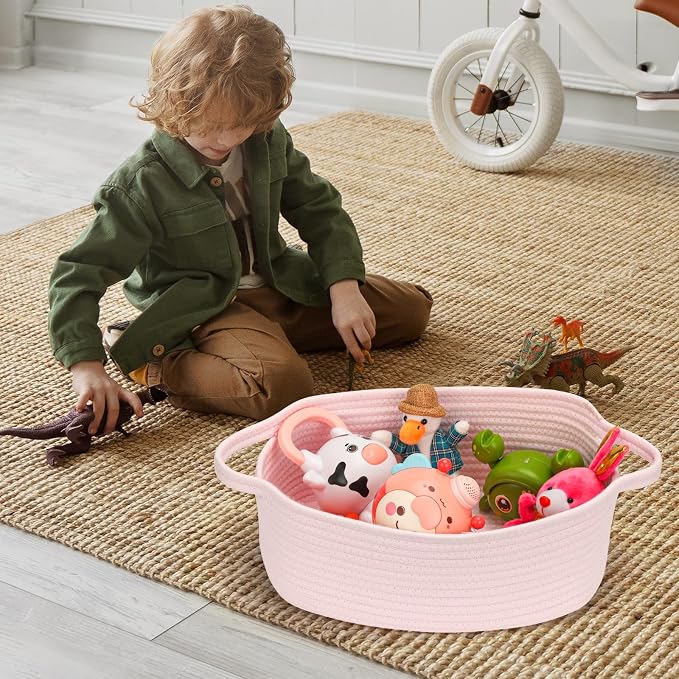 Small Woven Cotton Rope Basket Cute Baby Gift Baskets Empty Decorative Storage - Image 4