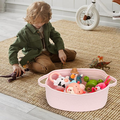 Small Woven Cotton Rope Basket Cute Baby Gift Baskets Empty Decorative Storage - Image 4