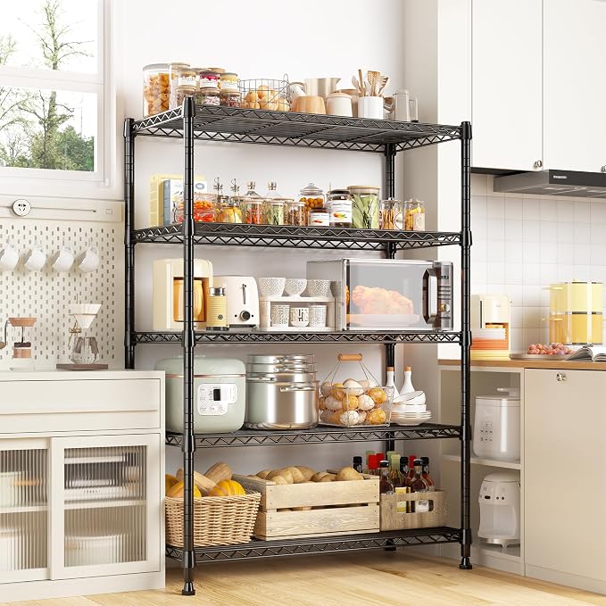 REIBII 5-Tier Wire Shelving Rack Storage Shelves Metal Shelves, 1020 LBS - Image 2