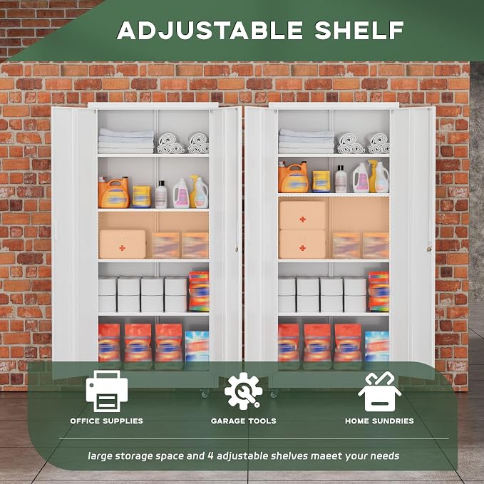 Greenvelly White Metal Storage Cabinet - Image 5