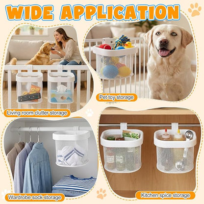 Sliner 4 Pack Dog Crate Hanging Storage Baskets Pet Fence Organizer - Image 7