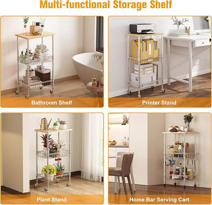 Homeiju Rolling Kitchen Storage Cart, 3-Tier Storage Rack on Caster Wheels - Image 8