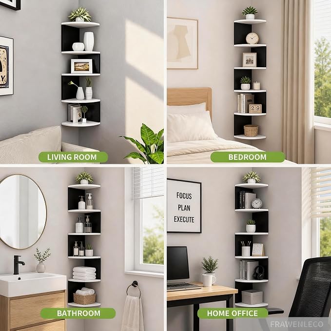 No-Drill Corner Shelf Wall Mount, 7-Tier Floating Corner Bookshelf - Image 9