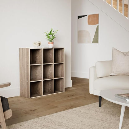 JupiterForce 9 Cubes Bookcases Storage Organizer, 3-Tier Wooden Open Bookshelf - Image 2