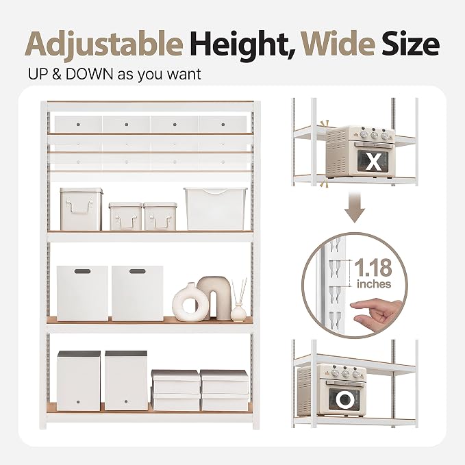 HOMEDANT House Lift-Beam White 48" Wide Boltless Heavy Duty Garage Storage - Image 7