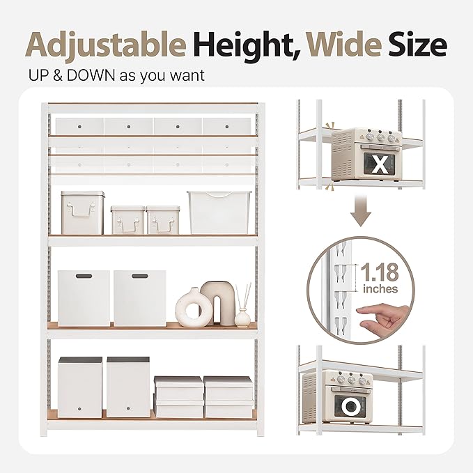 HOMEDANT House Lift-Beam White 48" Wide Boltless Heavy Duty Garage Storage - Image 6