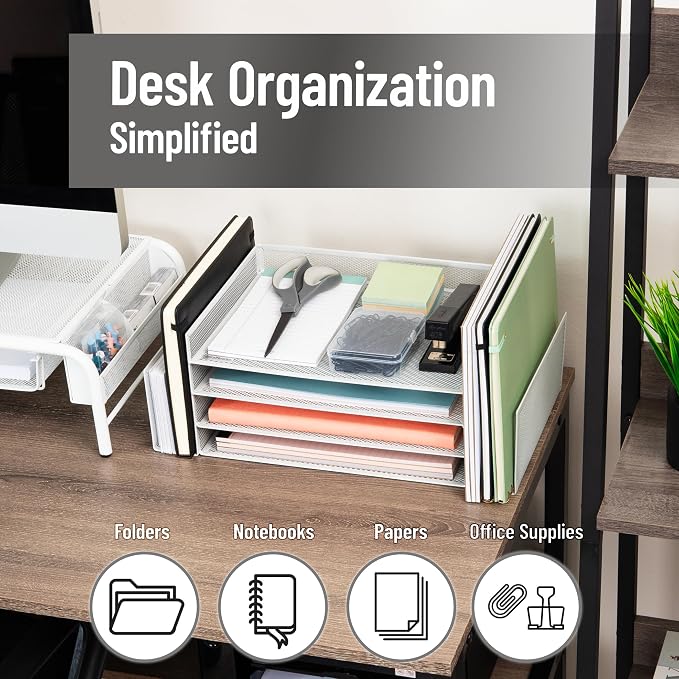 Mind Reader Desktop Organizer, File Storage, Paper Tray, Metal Mesh, 16.75" L x - Image 2