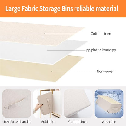 Linen Folding Storage Bins, 3 Pack Large Storage Baskets, Clothing Storage Bins - Image 3