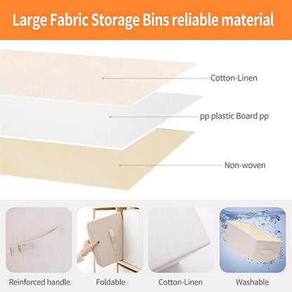 Linen Folding Storage Bins, 3 Pack Large Storage Baskets, Clothing Storage Bins - Image 3