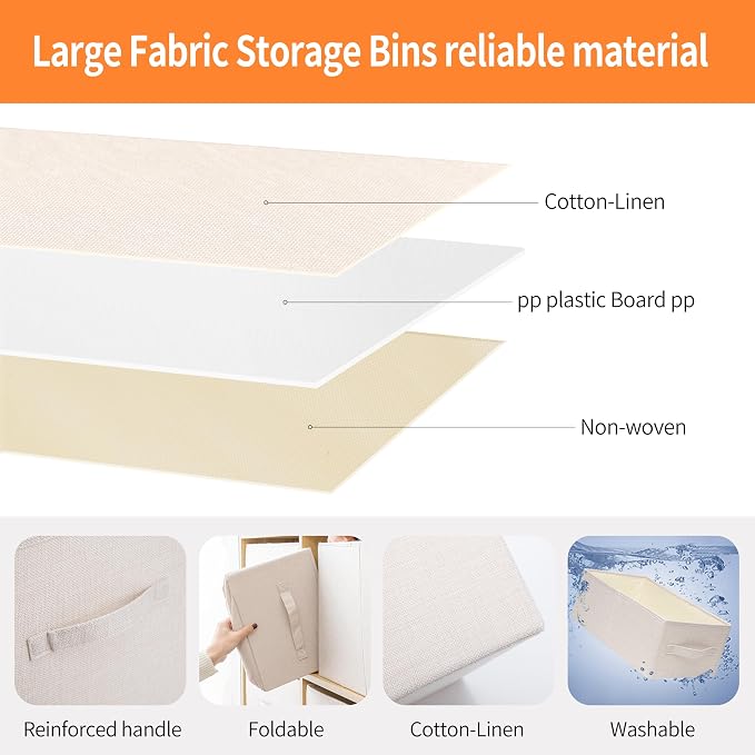 linen closet organizers and storage, Large Storage Baskets, clothes organizer - Image 3