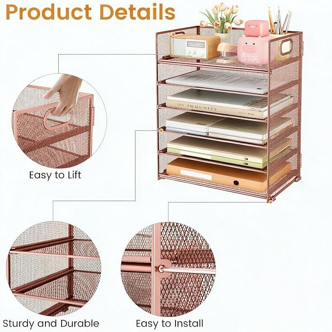6 Trays Paper Organizer with Handle - Image 2