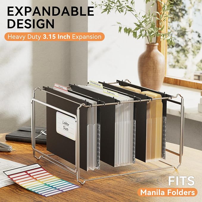 ABC life Plastic Expanding Hanging File Folders, Reinforced 3.15" Hanging - Image 3