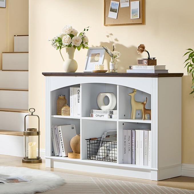 White Bookshelf, 6-Cube Bookcase and Kids Bookshelf, Wooden Storage Cabinet by LIDYUK