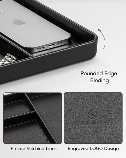 VLANDO Valet Tray, PU Leather Nightstand Organizer - Image 3