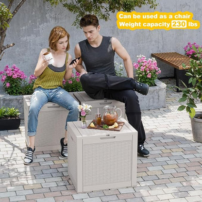 30 Gallon Wicker Pattern Resin Deck Box, Lockable Patio Outdoor Storage Box - Image 4