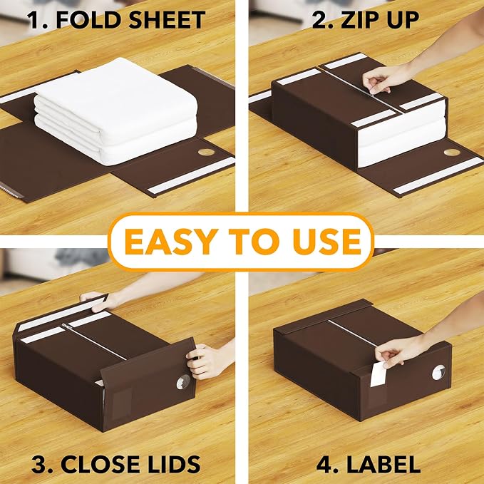 SpaceAid 4 Pack Bed Sheet Organizers and Storage, Foldable Sheet Organizer - Image 3