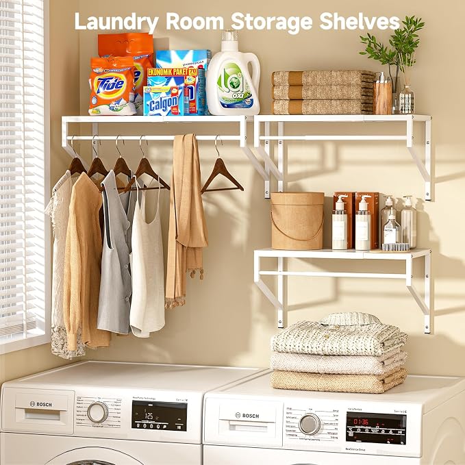 ThreeHio Expandable Closet Shelves Wall Mounted, 3 Pack Closet Shelving - Image 6