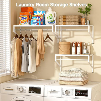 ThreeHio Expandable Closet Shelves Wall Mounted, 3 Pack Closet Shelving - Image 6