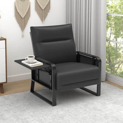Upholstered Accent Chair, Modern Faux Leather Sofa Chair - Image 9