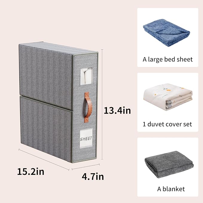 4 Pack Bed Sheet Storage Organizers- Premium Fabric Closet Organizer - Image 2