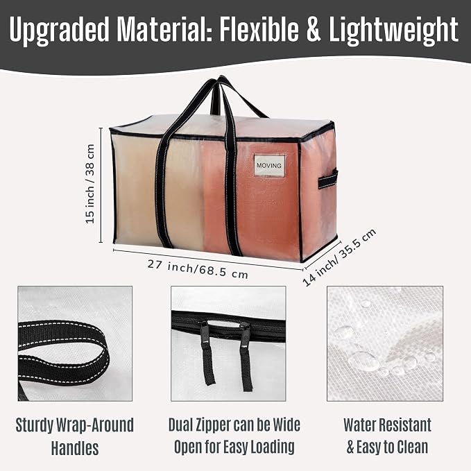 VENO 2 Pack Clear Moving Bags Heavy Duty, 90L Extra Large Transparent Storage - Image 2