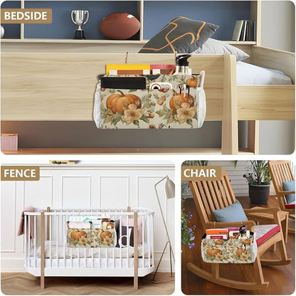 Thanksgiving Turkeys Pumpkin Beige Bedside Caddy - Image 8