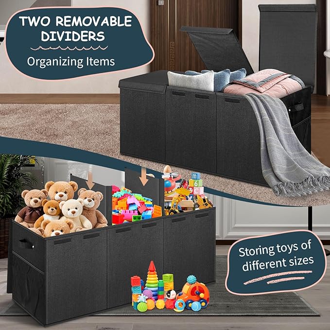 Extra Large Toy Box with Lids, Collapsible Storage Bin, Bedroom Nursery - Image 3