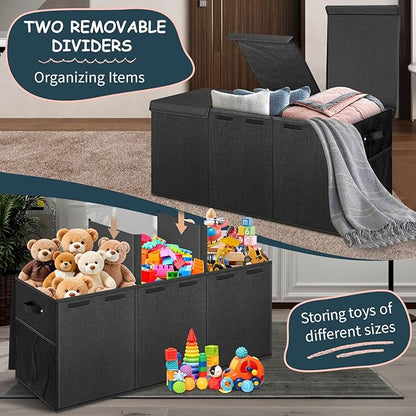 Extra Large Toy Box with Lids, Collapsible Storage Bin, Bedroom Nursery - Image 3