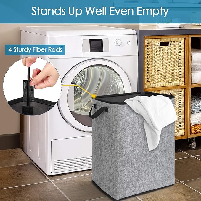 SNIGJAT Clothes Laundry Hamper for Bedroom, Lightweight Dirty Clothes College - Image 3