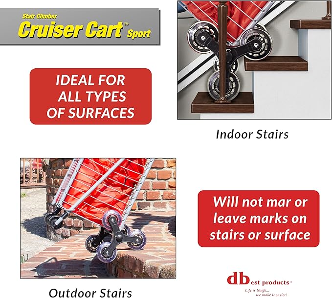 dbest Products Stair Climber Cruiser Cart Sport, Foldable Grocery Cart on Wheels - Image 3