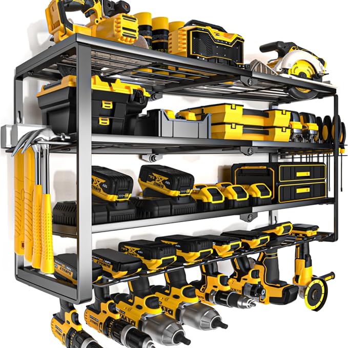 YYR 4 Layer Power Tool Organizer Wall Mount, Cordless Drill Hanger Storage Rack by YYR
