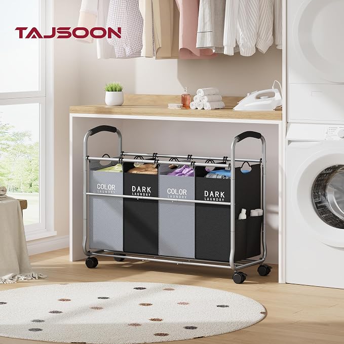 Tajsoon Laundry Sorter 4 Sections, Laundry Separator Hamper - Image 2