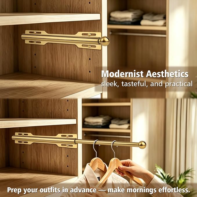 Valet Rod for Closet Pull Out, Standard Retractable closet rod organization rack - Image 4
