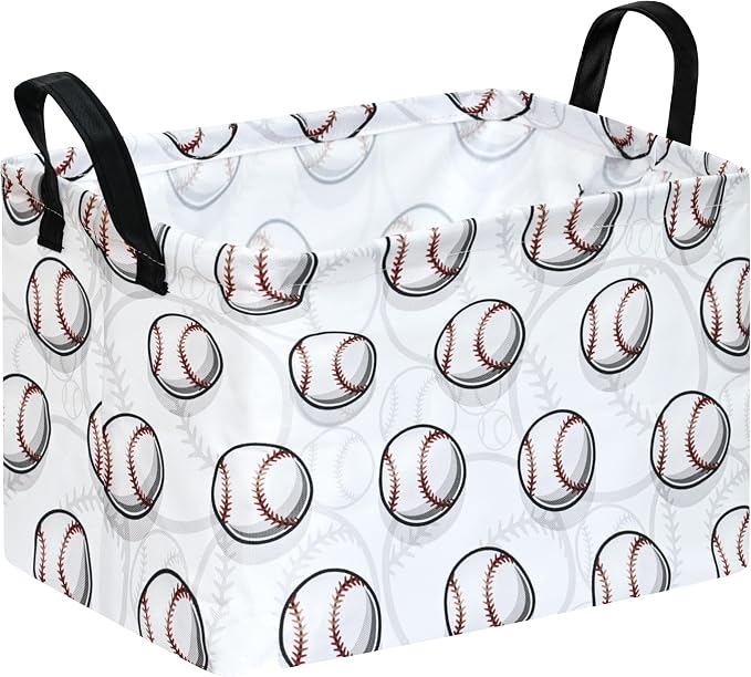 Kids Storage Basket Empty, Baseball Waterproof Storage Bins Organizer, Foldable by Unknown