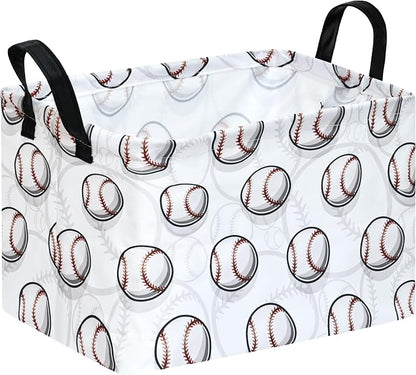Kids Storage Basket Empty, Baseball Waterproof Storage Bins Organizer, Foldable by Unknown