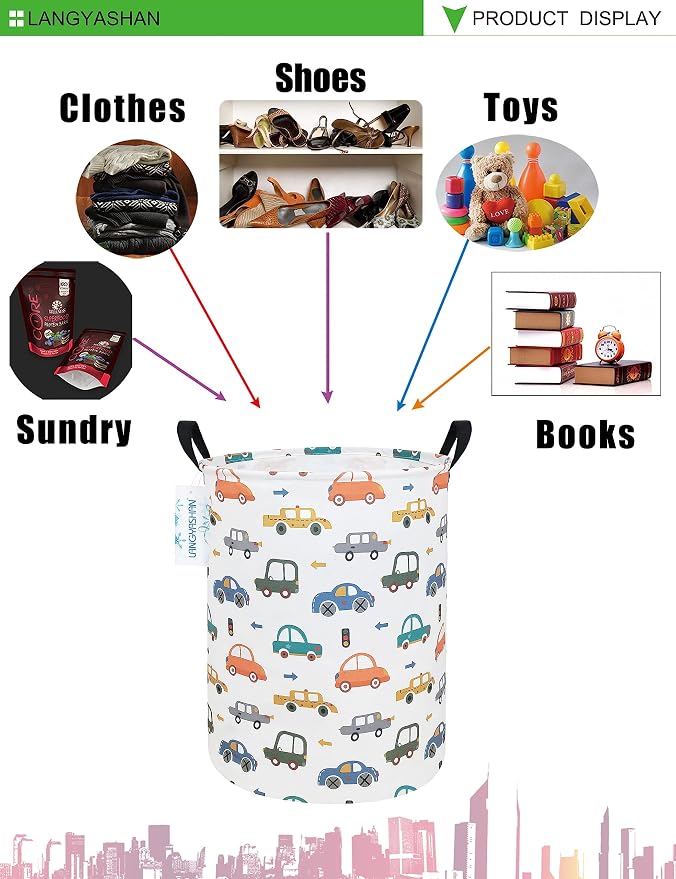 LANGYASHAN Laundry Basket Canvas Fabric Collapsible Organizer Basket - Image 4