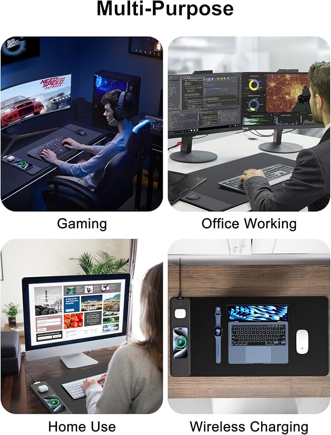 TopMade Wireless Charging Mouse Pad, Waterproof Gaming Mousepad - Image 8