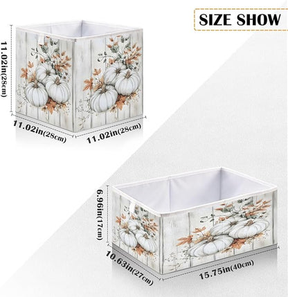 White Pumpkin Wood Closet Organizers Storage Cubes Storage Bins Shelf Baskets - Image 3