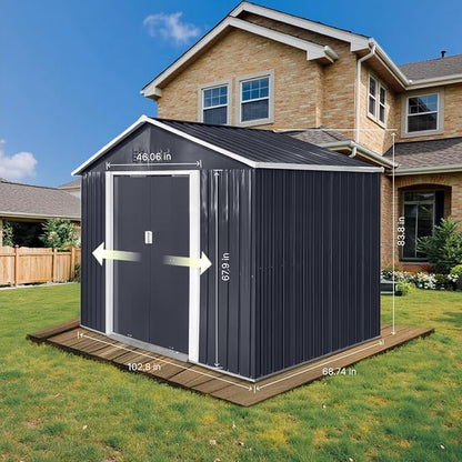 9' x 6.5' Outdoor Storage Shed, Sturdy Metal Building w/Windows & Lockable Doors - Image 5