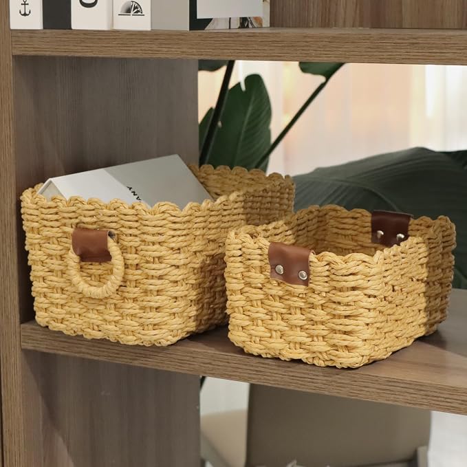 Small Paper rope baskets for Organizing, Cute woven storage Little basket for - Image 3
