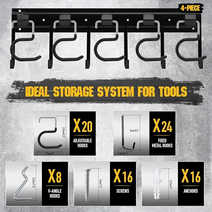 ELEAD 68'' All Metal Adjustable Garden Tool Organizer: Garage Tool Organizer - Image 4