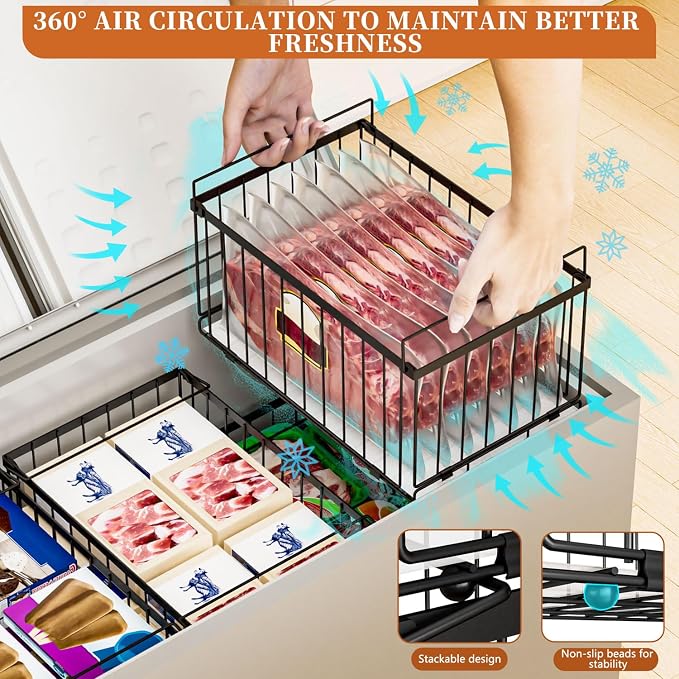 Large Freezer Organizer Bins, Upgrade Quick Expand/Collapse Feature, - Image 6