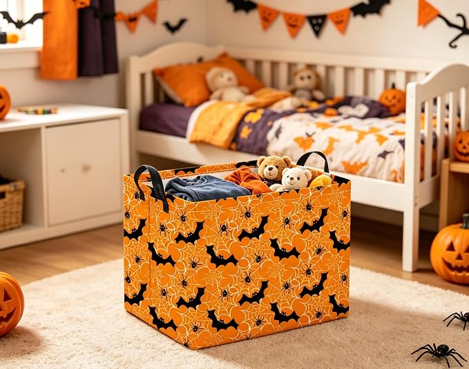 Halloween Basket Cute Baskets for Kids Pumpkin Basket Rectangular Storage Bin - Image 5