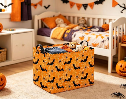 Halloween Basket Cute Baskets for Kids Pumpkin Basket Rectangular Storage Bin - Image 5