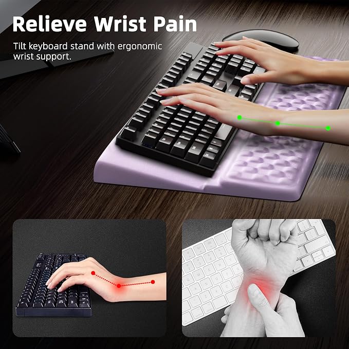 Ospelelf Keyboard Wrist Rest Pad, Comfy Ergonomic Keyboard Stand Riser Holder - Image 2