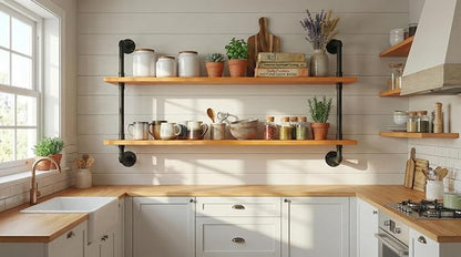 HDDFER Industrial Pipe Shelving Shelf Rustic Wood Wall Shelves Industrial - Image 4