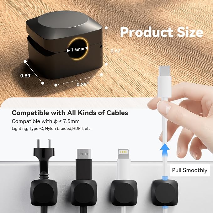 8 Pack Cord Organizer Holder, Rotatable Cable Clips, Spring Cord Holder - Image 4