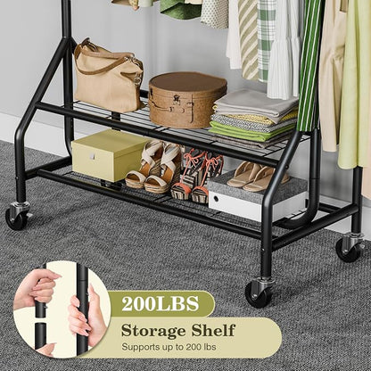 Clothes Rack with 2 Shelves, Heavy Duty Garment Rack Load 450 LBS, Standing - Image 3