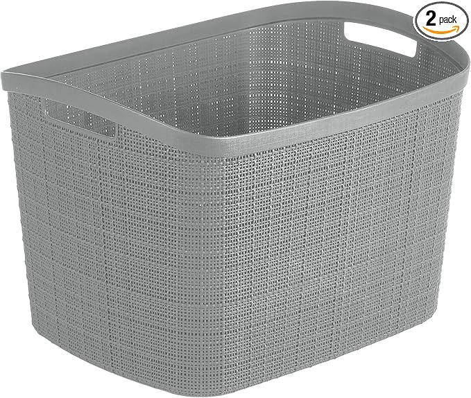 Curver Set of 2 XL 30.5 L Jute Decorative Plastic Organization and Storage by Curver