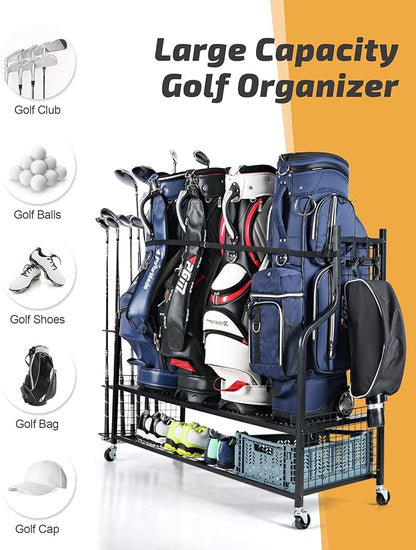 PLKOW 4 Golf Bag Organizer Garage Storage, Extra Large Golf Bag Storage Rack - Image 3